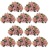 NUPTIO Artificial Flower Centrepieces for Tables - 10 Pcs Dusty Rose Fake Flowers Roses Balls 9.5in Diameter - Silk Faux Rose Arrangement for Wedding Party Centerpiece Table Decorations