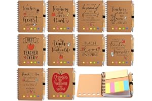 Glenmal 10 Sets Teacher Appreciation Gift Spiral Notebook Thank You Gift for Women Teachers from Students Inspirational Journal with Bamboo Pens for Graduation Administrative Professional Employee