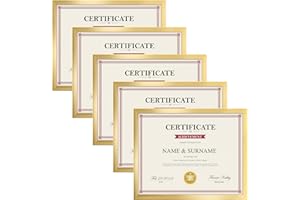 Giftgarden 8.5x11 Picture Frame Gold, 8.5 by 11 Award Certificate Diploma Document Frames for Wall or Tabletop Display, 5 Pack