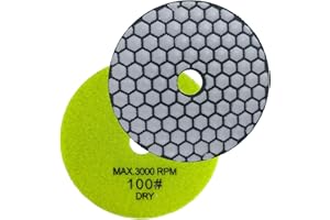 HXIN Diamond Dry Polishing Pads 4 inch 100mm for Buffing on Granite Marble Stone Concrete Tile Ceramic Floor Smoothing renovate Removing Marks with Nylon Backing (1, 200 Grit)