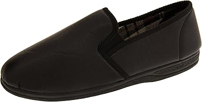 mens faux leather slippers