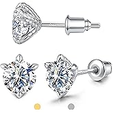 GEMQUEEN Moissanite Earrings Studs : 18K White Yellow Gold Plated 925 Sterling Silver Earrings Hypoallergenic Dragon Claw Stud for Women Men Yellow D Color VVS1 Clarity 2CT