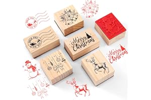 Watersay 6 Pcs Rubber Stamp Set Wooden Rubber Stamp Stamps Vintage Wooden Art Stamps for Crafting and DIY Scrapbooking Card Making Hand Book(Classic)
