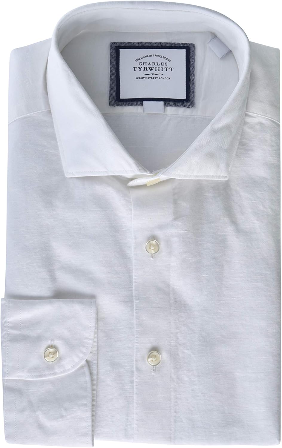 Charles Tyrwhitt 15 33 White Slim Fit Linen Cotton Business Casual Dress Shirt at Amazon Men’s