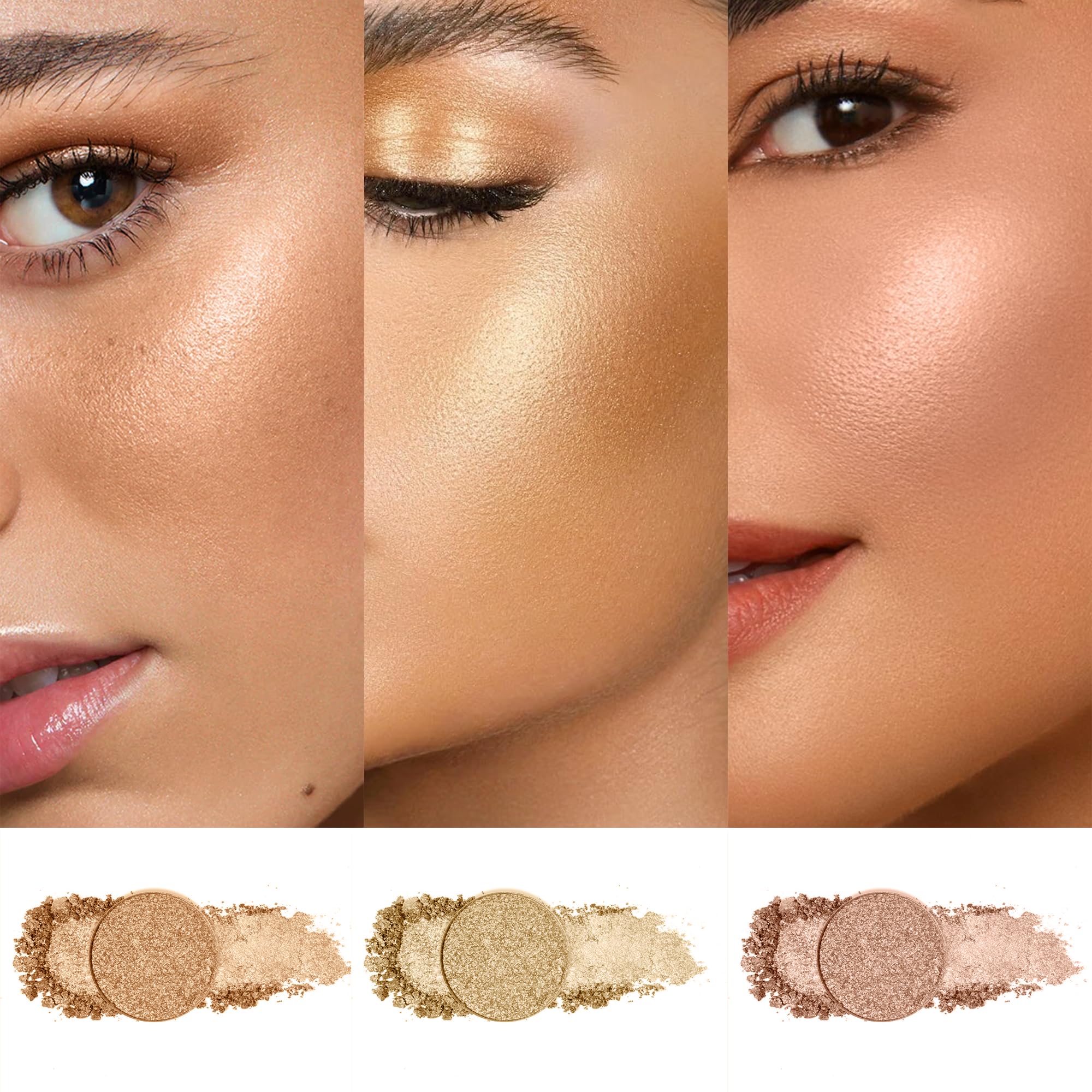 FV Multi-Use Highlighter Palette, Highly Pigmented & Metallic Glow Finish Highlighter Pressed Powder, Easy to Blend Highlight Makeup for Body & Eyeshadow, Cruelty-Free