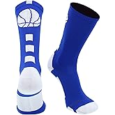 MadSportsStuff Basketball Logo Athletic Crew Socks, Medium - Royal/White