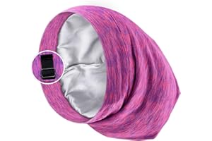 PARISBELLA Satin Lined Sleep Cap Bonnet for Curly Hair, Stay On All Night Hair Wrap Cover with Adjustable Strap for Sleeping,