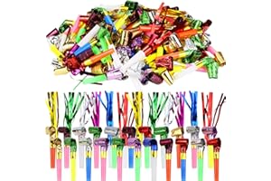 Weoxpr 144pcs Two Kinds of Noisemakers Blowouts Party Horns, Bulk Toys, Birthday Party Favors, New Years Party Noisemakers, Party Accessory, Prizes for Kids, Party Whistles and Streamers