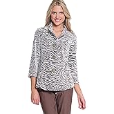 MULTIPLES womens Three Quarters Sleeves Stand Collar Button Front Two-pocket Jacket