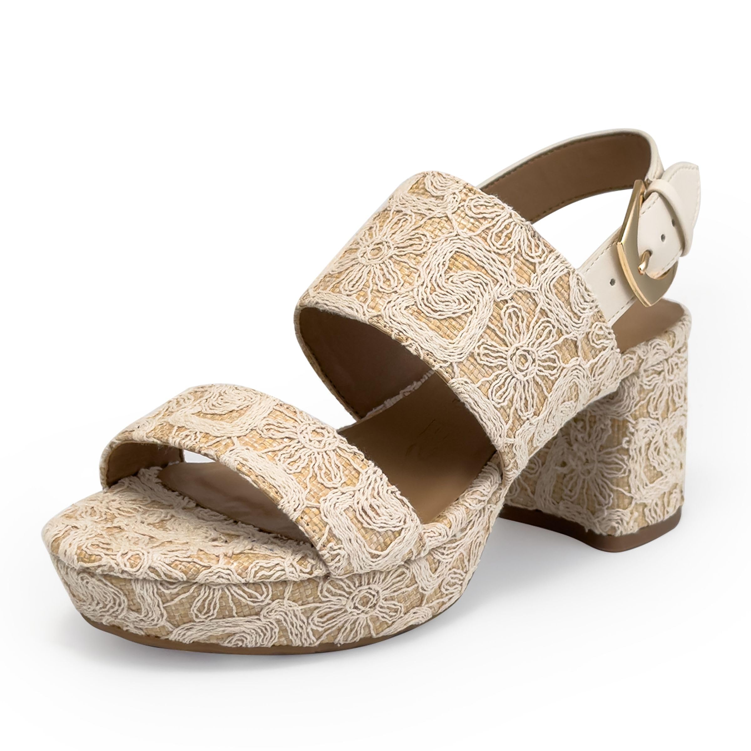 Aerosoles Women's Camilia Platform Sandal, Natural/Eggnog Lace Raffia, 8.5W Image