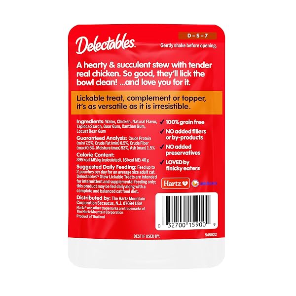 DELECTABLES NON-SEAFOOD STEW LICKABLE WET CAT TREATS, CHICKEN, 1.4 OZ (PACK OF 12)