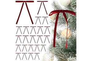 Tsorode 24 Pcs Red Velvet Bows for Christmas Tree,Red Velvet Bows Ornaments Christmas Tree Bow for Gift Wrapping Door Vintage Garland Wreath,Rustic Holiday Decor-3/8'' Wide, 5 x 7 inch