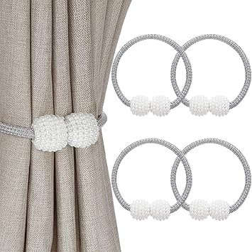Magnetic Curtain Tiebacks Faux Pearl Ball Window Holdbacks Curtain