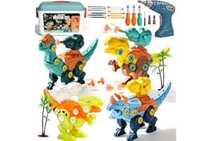 Fajiabao Dinosaur Toys for 3 4 5 Year Old Boys, Take Apart Dinosaur Toys for Kids, STEM Building Kids Toys with Electric Drill Construction Birthday for Kids Girls Boys Toys Age 3-8 Year Old