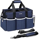 Ytonet Wearable Cleaning Caddy Bag, Large Cleaning Supplies Organizer, Blue | with 4 Foldable Dividers, Shoulder Strap&Waist