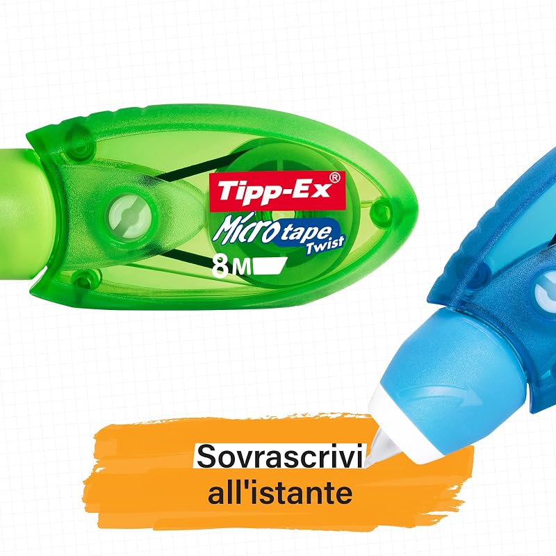 Tipp-Ex Correttore a Nastro, Micro Tape Twist, Fornitura Cancelleria Scuola e Ufficio, Bianchetto a Nastro, Confezione da 10 Unità