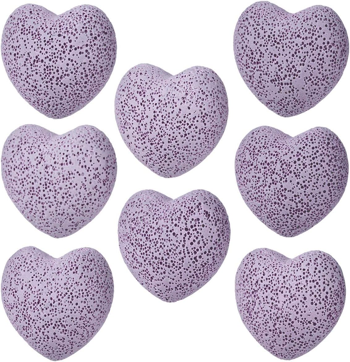 Indoor Fountains & Accessories - SUNYIK Lava Rock Gemstone Puffy Heart, Natural Pocket Stone Figurine Decoration Aromatherapy Essential Oil Diffuser Set, 1 inch, Purple, Pack of 10