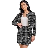 Allegra K Women's 2 Piece Skirt Sets Tweed Blazers Button Down Jacket Mini Skirt Set Business Casual Outfits 2025