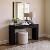 Plank+Beam Grand Console Table, 56 Inch Solid Wood Modern Sofa Table, Narrow Entryway Table for Hallway, Behind The Couch, Living Room, Foyer, Black Wirebrush