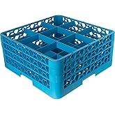 Carlisle FoodService Products RG9-314 OptiClean 9 Compartment Glass Rack with 3 Extenders, 5-13/16" Compartments, Blue (Pack of 2)