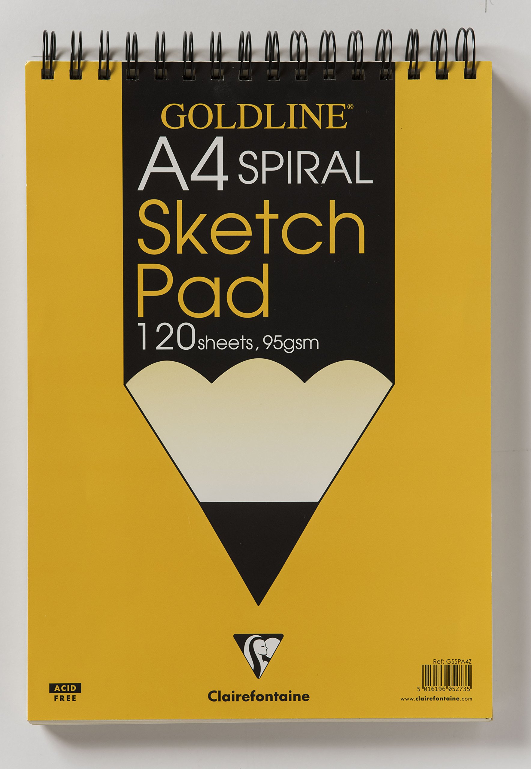 Clairefontaine - Ref GSSPA4Z - Goldline Sketch Glued Pad (120 Sheets) - A4 Size, 95gsm Drawing Paper, Acid Free - Suitable for Sketching with Pencil, Pen, Charcoal & Pastels