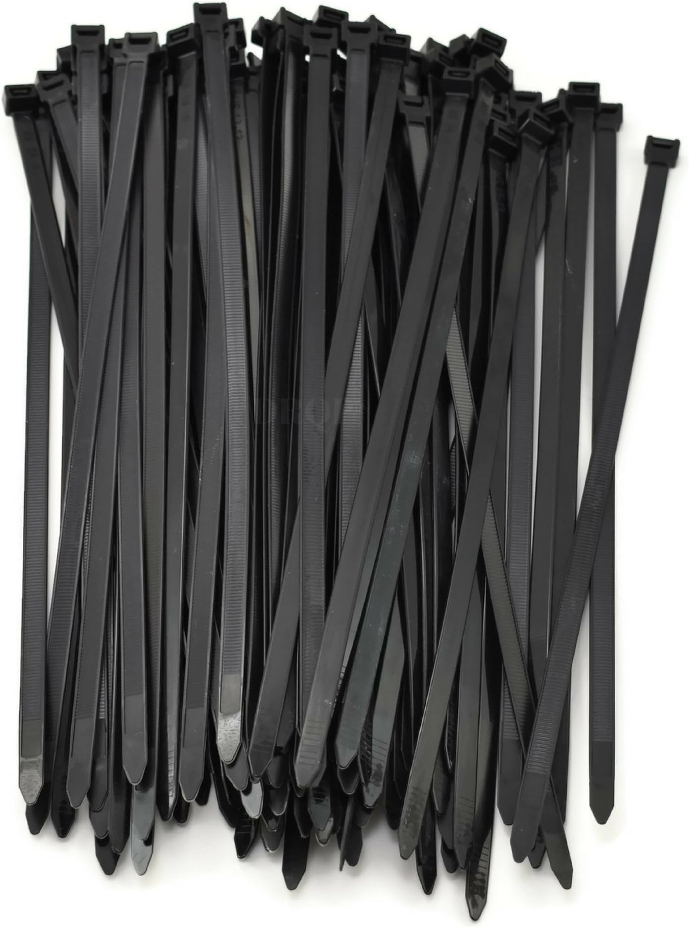 Multi-Purpose Strong Cable Ties (Pack of 100), 50 lbs, Black, Self Locking Zip TIes (8 inch)