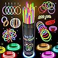210 PCS Colorful Glow Sticks Party Pack - 100 8' Glow Sticks, 100 Connectors, Fun Accessories - Party Supplies - Glow The Dark Glowing Sticks Fun Party Pack with 8" Glowsticks, Connectors For Weddings