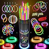 210 PCS Colorful Glow Sticks Party Pack - 100 8' Glow Sticks, 100 Connectors, Fun Accessories - Party Supplies - Glow The Dar