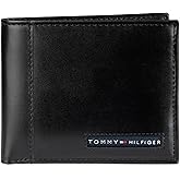 Tommy Hilfiger Men's Slim Leather Bifold Passcase Wallet with Removable ID Window