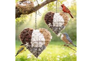 Handmade Fiber Bird Nesting Heart, Birds Nests Material Holder, Hummingbird Nest Boxes for Outside, Nester Houses Design, Dua
