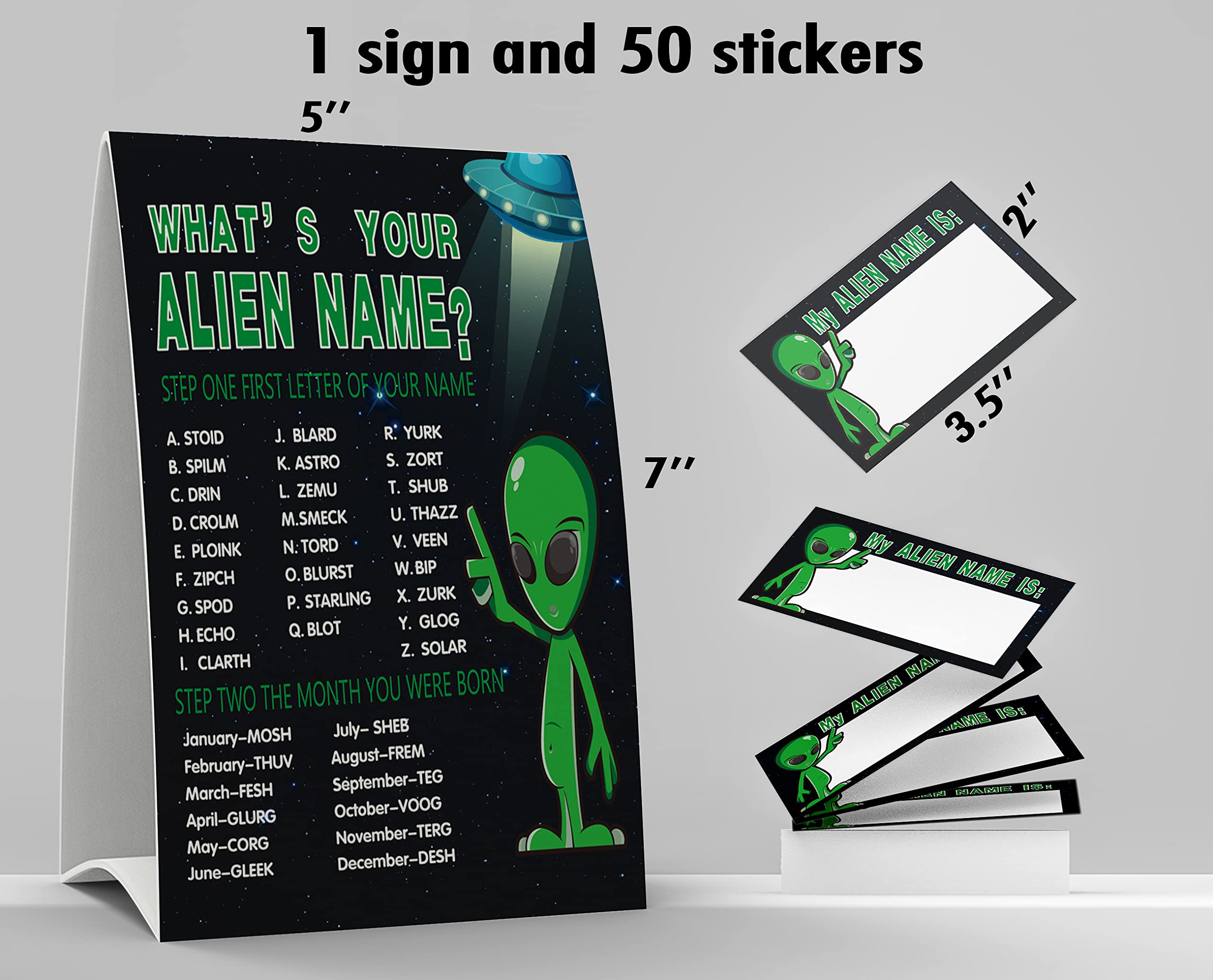 Mua shupai What's Your Alien Name Game, 1 Alien Theme Sign and 50 Name ...