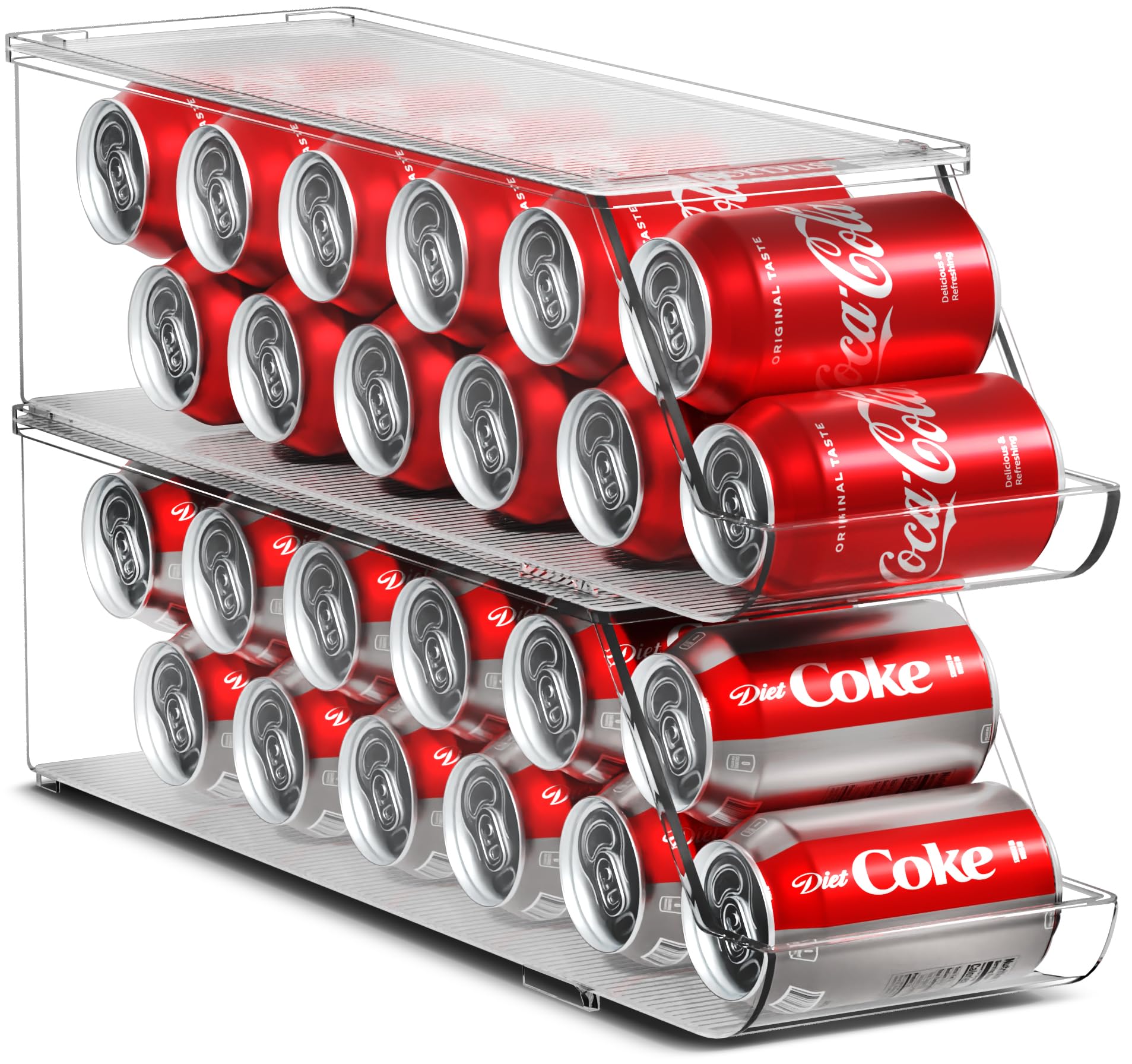 Photo 1 of Sorbus Soda Can Organizer for Refrigerator Stackable Can Holder Dispenser with Lid for Fridge, Pantry, Freezer – Holds 12 Cans Each, BPA-Free, Clear Design, (2-Pack)