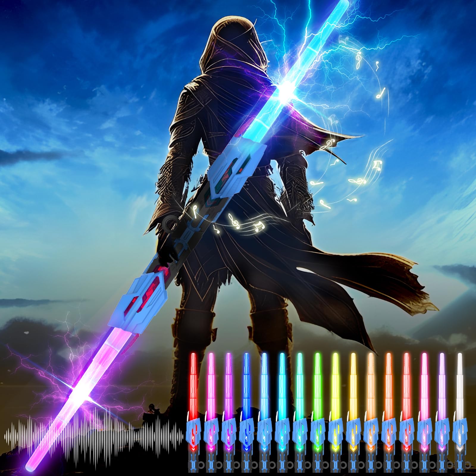Photo 1 of 2in1 Skrify Lightsabers,Lightsabers for Adults RGB 16 Lights Rechargeable Lights Up Saber with FX Sound and Telescopic Handle