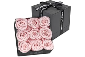 Immortal Fleur Preserved Roses In A Box, Preserved Flowers, Forever Roses Box, Mom Birthday Gifts, Flowers for Delivery Prime Birthday, Valentines Day Flowers for Wife, Pink 9