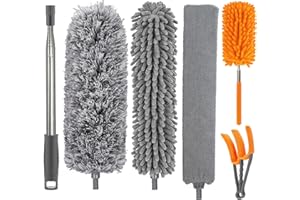 Dusters for Cleaning High Ceiling Fan, Newliton Microfiber Duster with Extension Pole 30-100" Long Handle for Ceiling Fans Blinds Cobweb Home, Orange