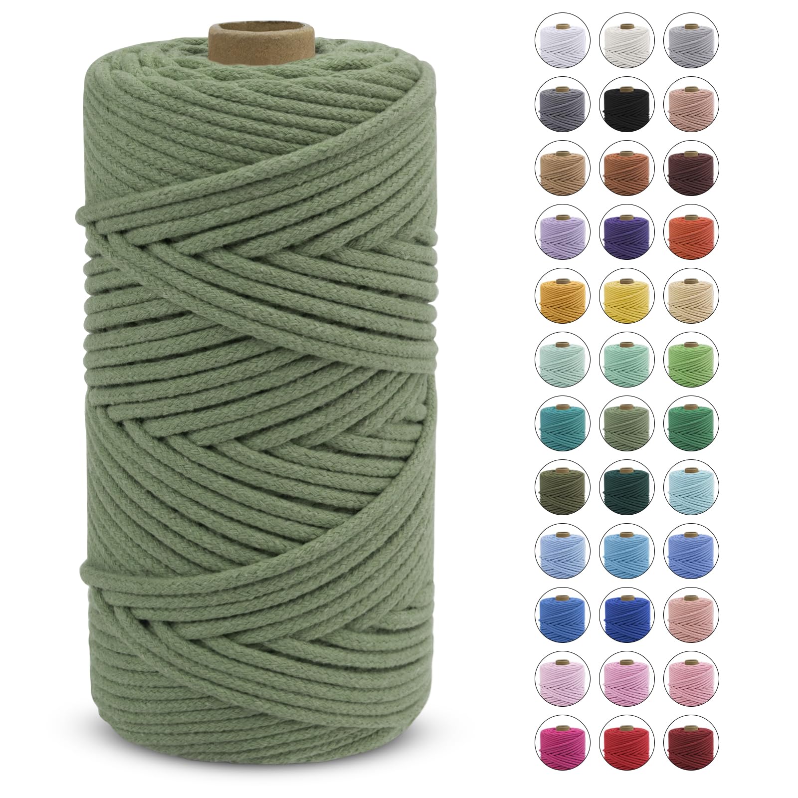 LEREATI Macrame Cord 4mm x 100m, Thick Macrame Rope Natural Cotton Cord Macrame Yarn, Craft Rope for Plant Hanger, Wall Hanging, DIY Crafts, Decorations (Fruit Green)