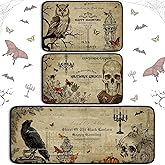 Drydiet Halloween Gothic Kitchen Rugs and Mats Set of 3 Kitchen Decor | Retro Halloween Farmhouse Non Slip Rug Skeleton Crow and Eagle Waterproof Floor Mat for Kitchen Home Door Party Decor