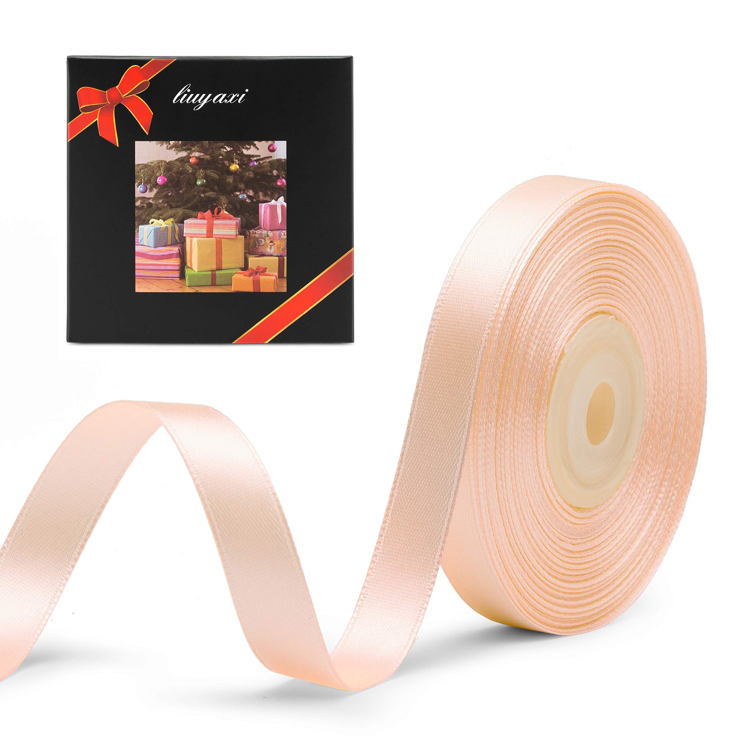 Peach Color Ribbons Solid Color Double Faced Peach Satin Ribbon 3/8
