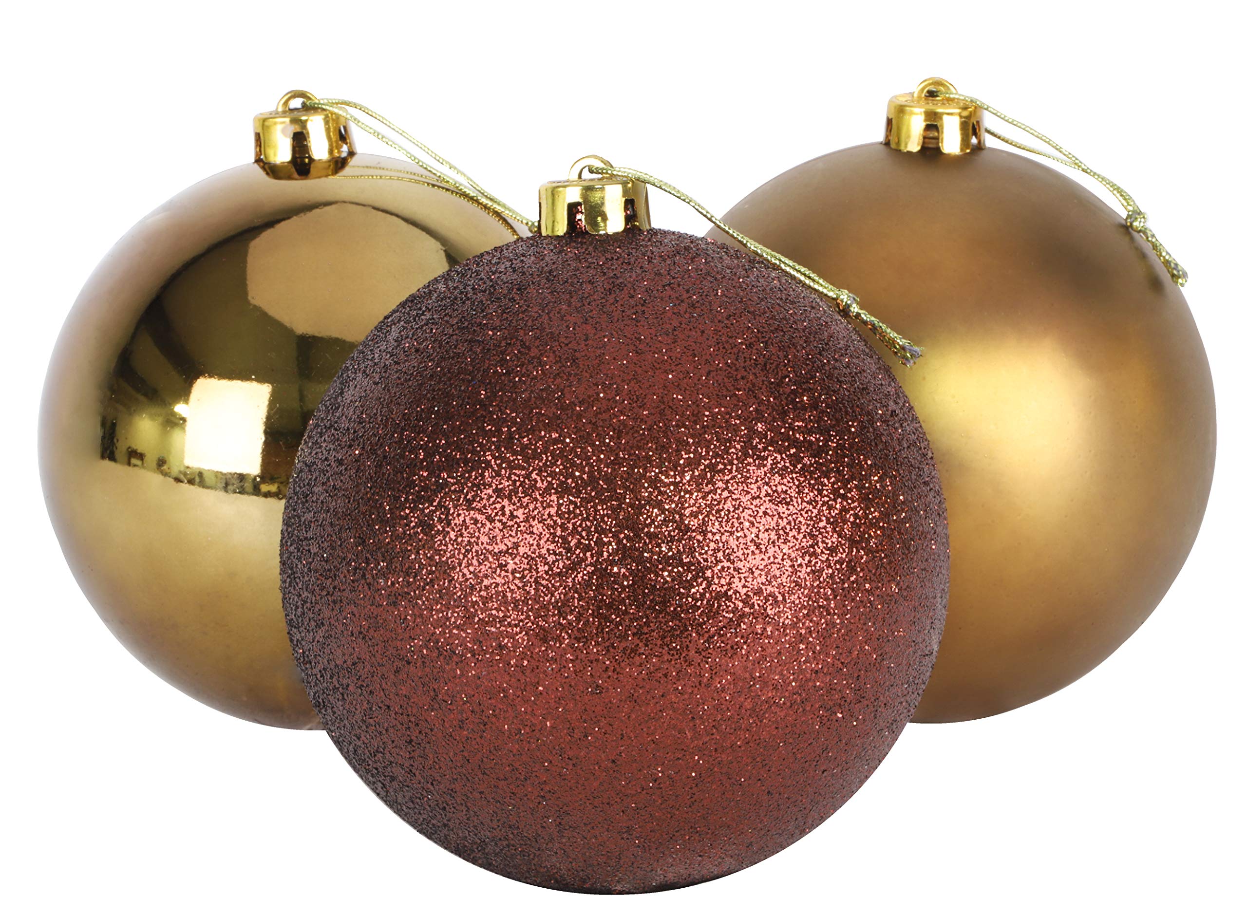 Christmas Concepts® 3-150mm (6") Extra Large Baubles - Shiny, Matte & Glitter Design - Christmas Decorations (Chocolate)