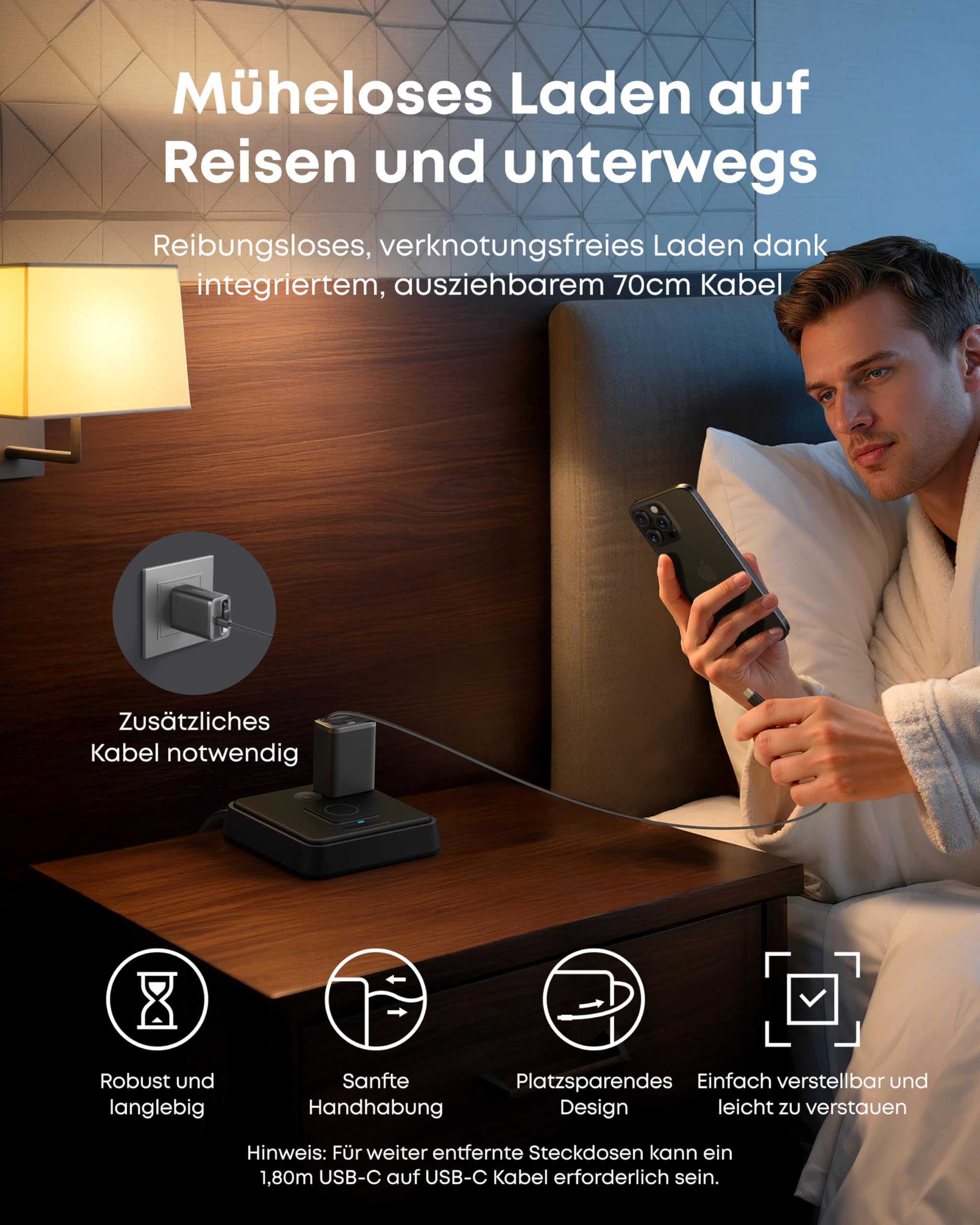 Anker Nano USB-C Ladegerät, 35W Max, kompaktes Netzteil, 2 Anschlüsse, Strapazierfähiges & integriertes Anker InstaCord-Kabel zum Ausziehen, Für iPhone 17/16/15 Serie, iPad, Pixel(Keine Powerbank) 5