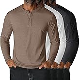 Velvelhall 4 Pack Men's Big and Tall Henley T-Shirts, Long Sleeve Crew Neck 3 Button Casual Soft Basic Tee Tops Multipack
