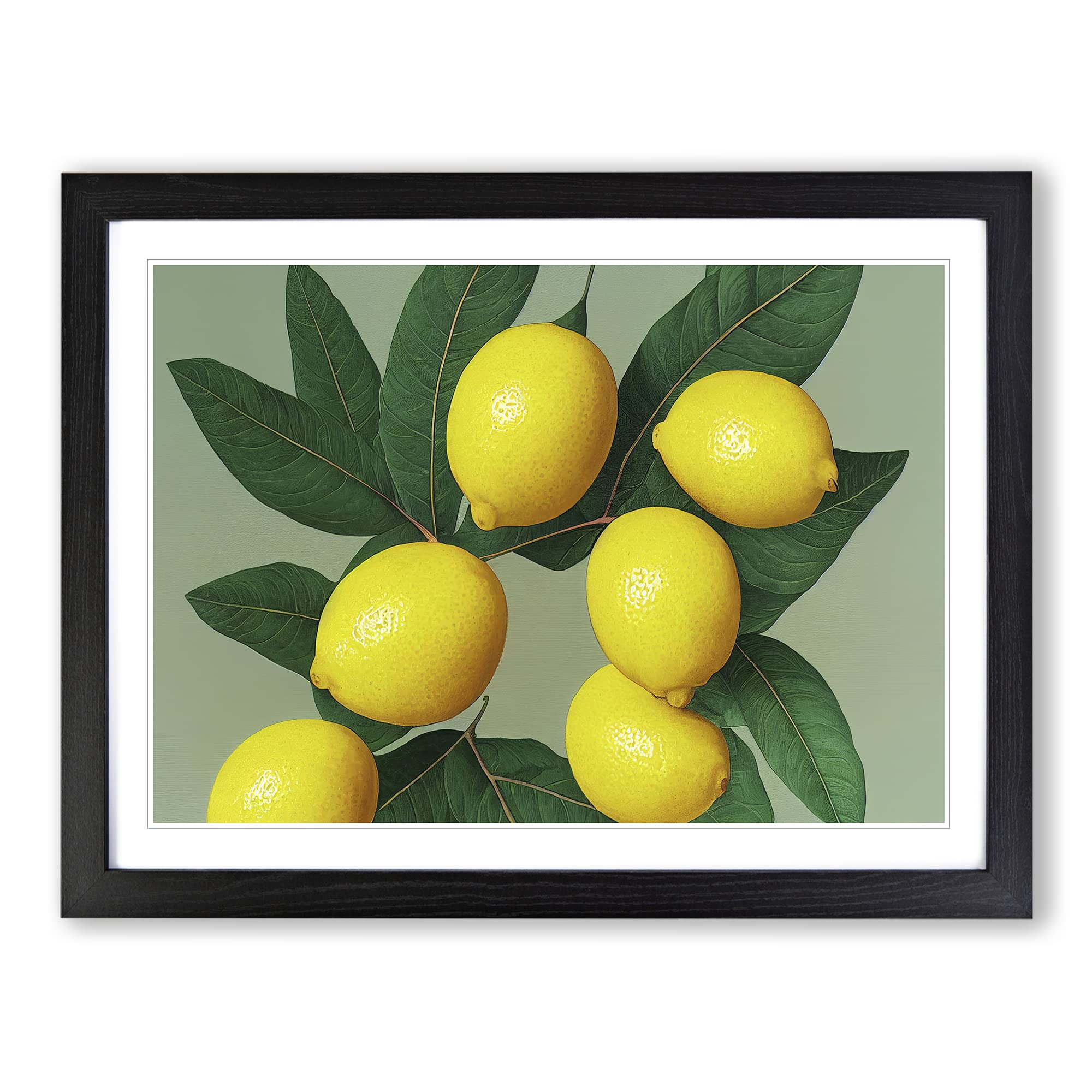 Citrus Fruit Lemons Vol.2 Framed Print | A4 Black Framed Wall Art | Ready to Hang | Modern Food Picture | Living Room Bedroom Lounge Office