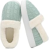 UBFEN Womens Fuzzy House Slippers Warm Bedroom Shoes with Faux Fur Lining Non Slip Memory Foam Slippers for ladies Indoor and Outdoor