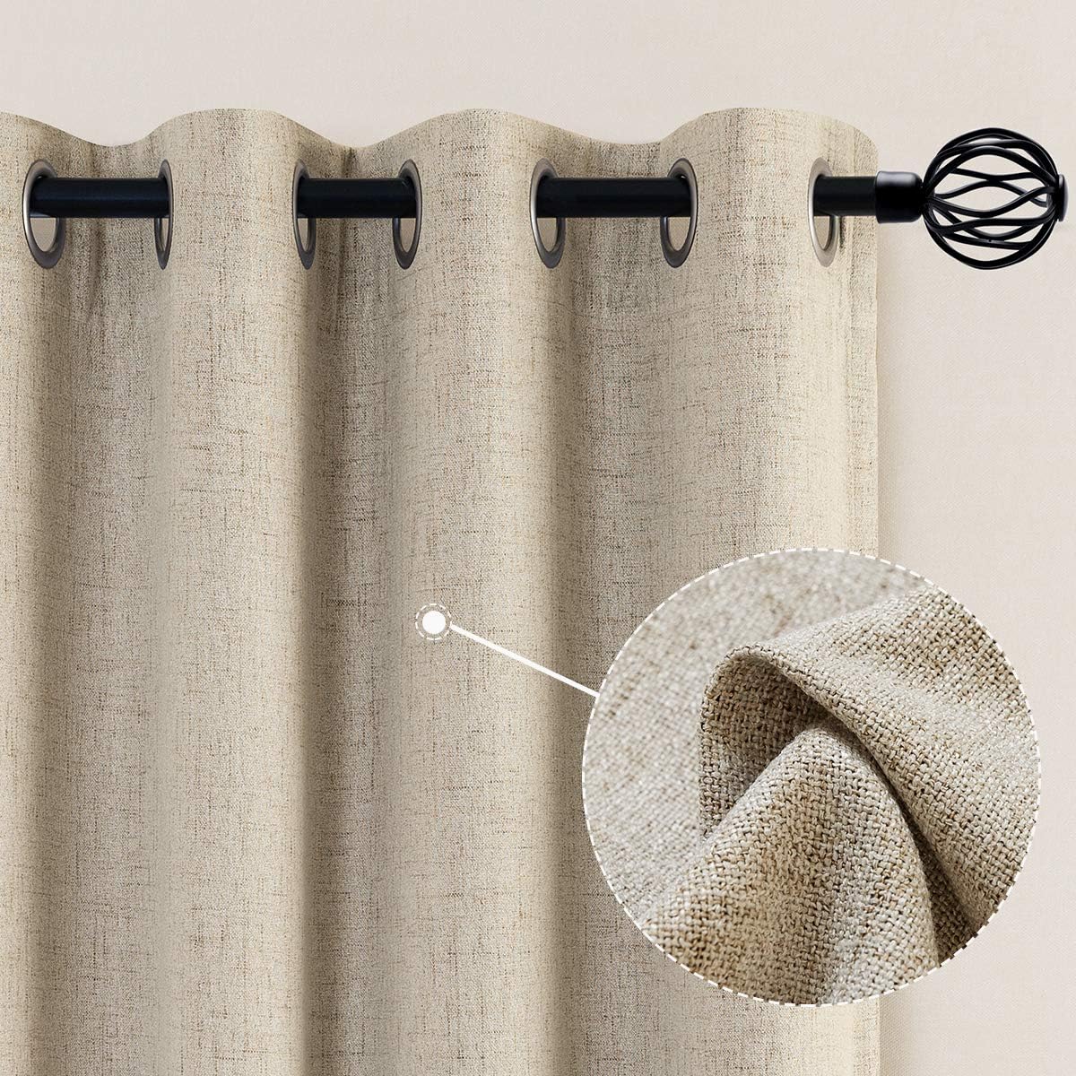 Vangao Linen Blackout Curtains 95 Inches Long Linen