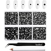 Beadsland 4300pcs Flatback Rhinestones,Black Rhinestone Nail Gems Round Crystal Rhinestones for Crafts,Mixed 6 Sizes with Picking Tweezers and Wax Pencil Kit, SS6-SS20,Jet Black