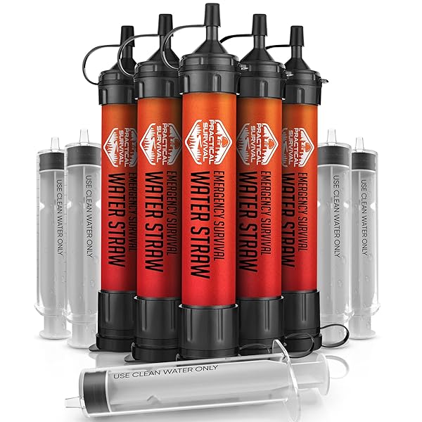 5 HIGH-CAPACITY EMERGENCY WATER STRAWS – LIGHTWEIGHT, REUSABLE,...