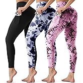 3 Pack Leggings with Pockets for Women,Butt Lift High Waisted Tummy Control Workout Yoga Pants Reg & Plus Size