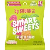 SmartSweets Tropical Sours, Low Sugar Sour Gummy Candy, 1.8oz Bag | Gluten Free, Plant Based, Healthy Snacks For Adults &amp; Kids, Fiber Candy, Sour Tropical Fruit Flavored Gummies, Healthy Candy