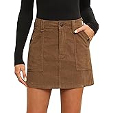 Fengbay Corduroy Skirt Women Casual High Waist Fall Winter A Line Mini Skirts for Women with Pocket