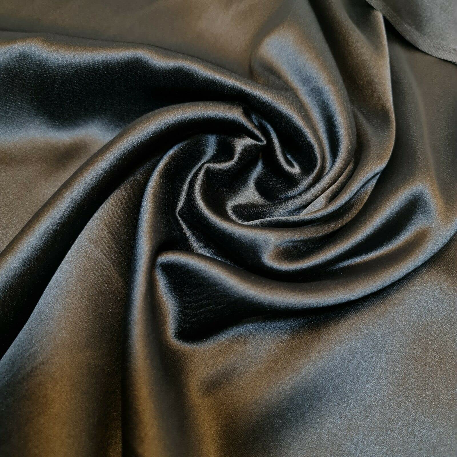 Glossy Charmeuse Silk Satin Bridal Dress Polyester Lining Craft Fabric 44" Meter (5 Meter, Black) — image 1